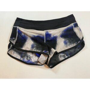 Lululemon Women’s Speed Short Size 4 Black & Blue Printed Design (Y231)